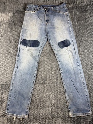 Vintage Levis 521 Jeans Mens  34 x 34 Tapered Fit Leg Blue Denim Distressed