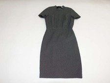 J. Crew Women's Mock Neck Jacquard Sheath Dress Size 0 Short Sleeves Black Lined
