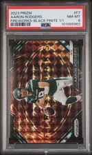 2023 Prizm Fireworks #F-7 Aaron Rodgers Black Finite 1/1 Graded PSA 8 A482