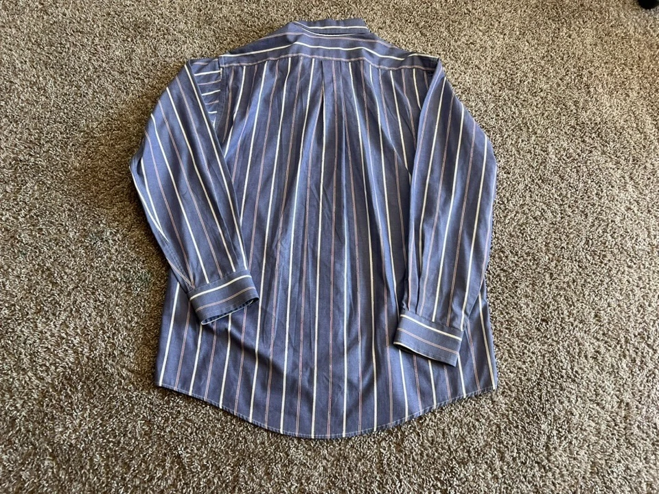 De colección Años 90 Flecha Fairfield Pinpoint Oxford 16 32/33 Azul Rojo/Blanco Rayas EE. UU. Foto 2 de 4