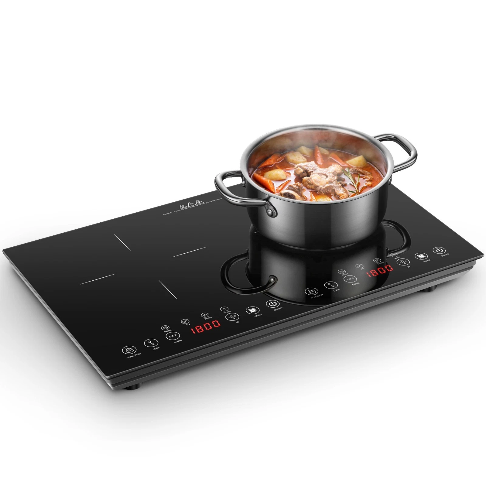 1800W Dual Burner Induction Cooktop Amzgachfktch 8Power Levels Child Safety Lock