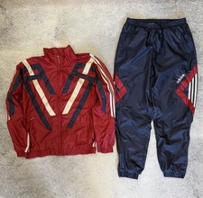 Vintage 90s Adidas Tracksuit Windbreaker Shell Suit Jacket Pants Red Navy Blue M