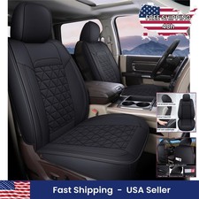 Dodge Ram Pickup Truck Seat Covers 2002-2026 Front Black Leather Waterproof 2pc Dodge Ram Pickup Truck Seat Covers 2002-2026 Front Black Leather Waterproof 2pc