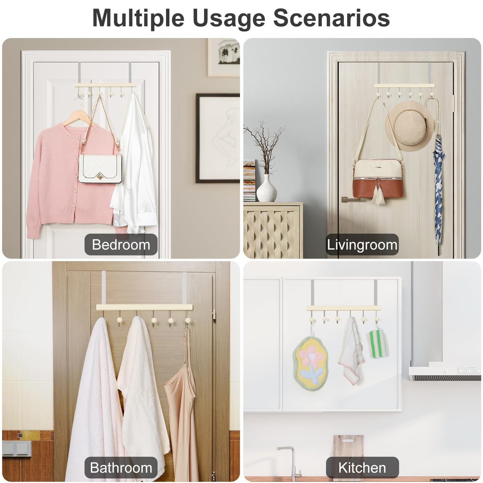 Over The Door Hooks for Hanging Towel Racks for Bathroom Coat The Organizer