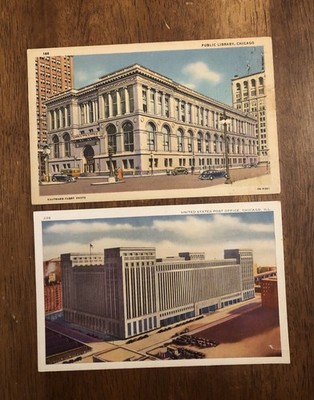 2 PCs Chicago, Illinois-Post Office & Library (WP18)