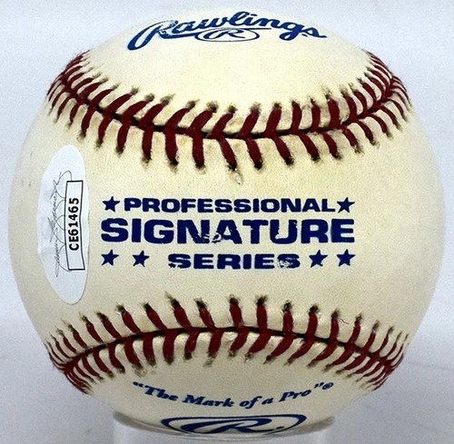 Ernie Banks Single Signed Baseball 9 JSA LOA (card) 713643