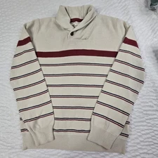 Hope & Henry Shawl Collar Sweater Mens Medium Striped Organic Cotton