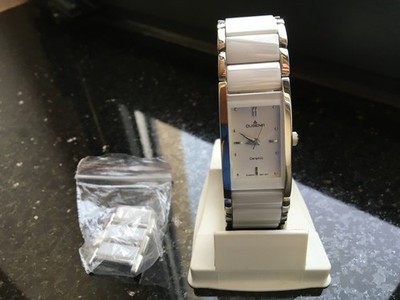 Dugena Damen-Armbanduhr Quadra Ceramica, Quarz, Keramik-Edelstahlgehäuse, Minera