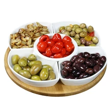 Elama Signature 12 1/4 Inch 6-Piece Lazy Susan Appetizer and Condiment Server Se
