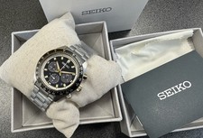 Seiko Prospex Speedtimer Solar Steel Bracelet Black Dial Watch SSC941 NWT