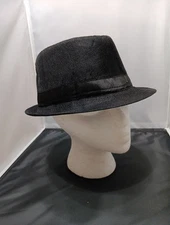 Black Fedora Hat Size 60 (Adult med) with  Ribbon 