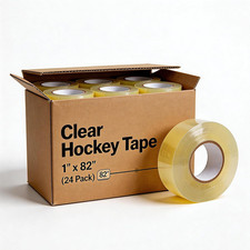 Clear Hockey Tape 24-Pack 1" X82Ft Balanced Strength Stretch, Easy-Tear, Str