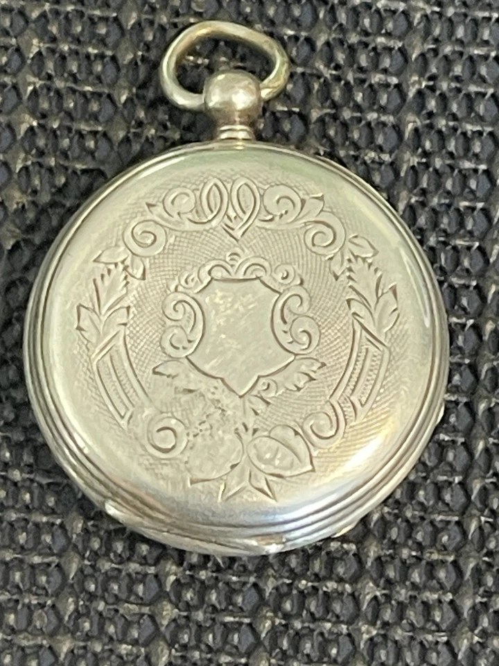 Antique Key Wind Pocket Watch Ornate Silver Tone Case Parts/Repair - Image 2 of 4