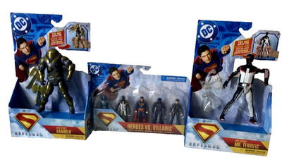 Lot Of 3 DC Superman Figures. 2 Epic Strike and 1 Hero s vs Villains New In Pkg