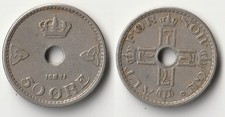 1941 Norway 50 ore coin