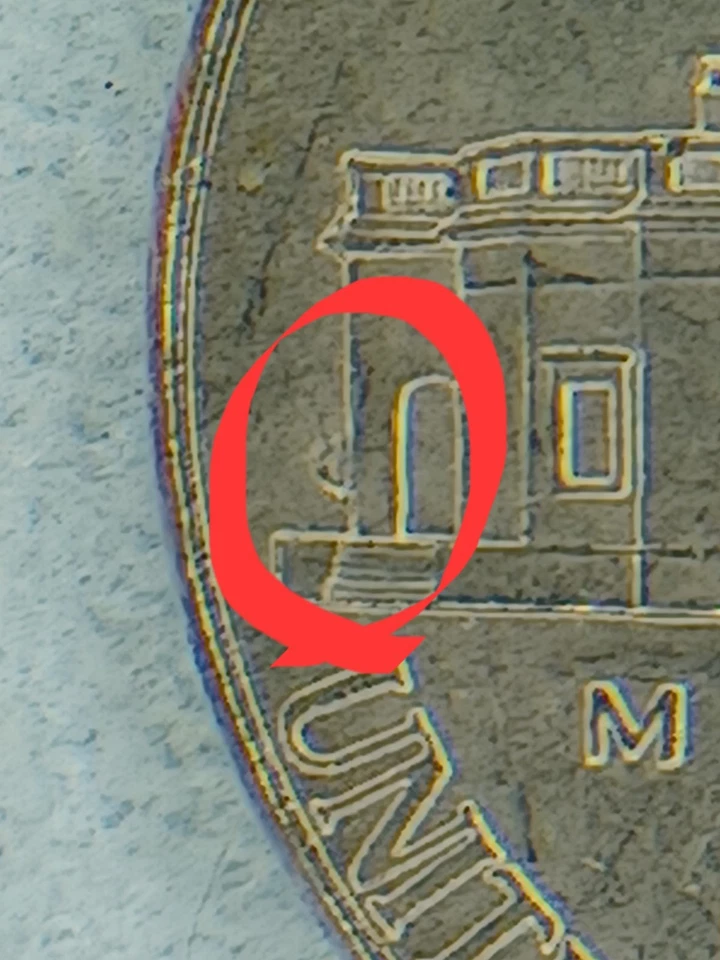 2018 P Jefferson Nickel Circulated Small Die Chip Error On Reverse - Image 3 of 4