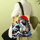 Catzilla Japanese Art Tote Bag Reusable Shoulder Shopping Beach Bag Women Gift