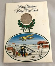 1985 ISLE OF MAN CHRISTMAS 50p COIN WITH ORIGINAL CARD