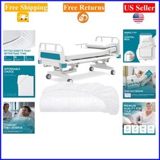 Hospital Bed Fitted Sheet 36x80x9, 200TC Cotton-Poly Blend, White