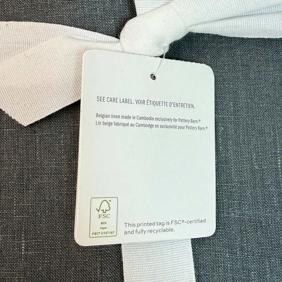 POTTERY BARN BELGIAN FLAX LINEN TABLECLOTH, 70" X 144" ~ CHARCOAL GRAY - Image 4 of 4