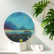 1pc 2D Round Aluminum Metal Wall Art Decoration