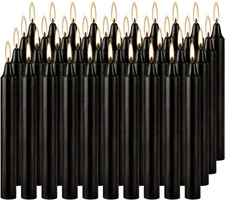 40Pcs Spell Chime Candles Black Candles, 4" Tall Unscented Mini Taper Candle NEW