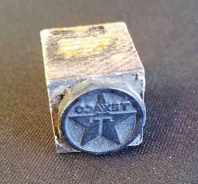Texaco Star Oil Small Copper on Wood Printing Block Letterpress Stamp Gas