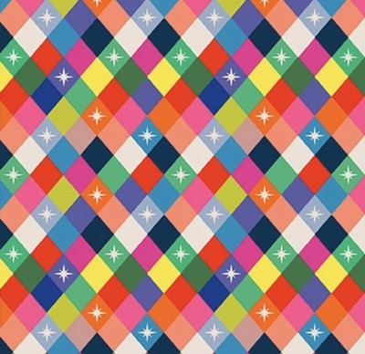 Circus Spectacular'' Harlequin Check Fabric! 1yd BTY Cotton Fast Ship!