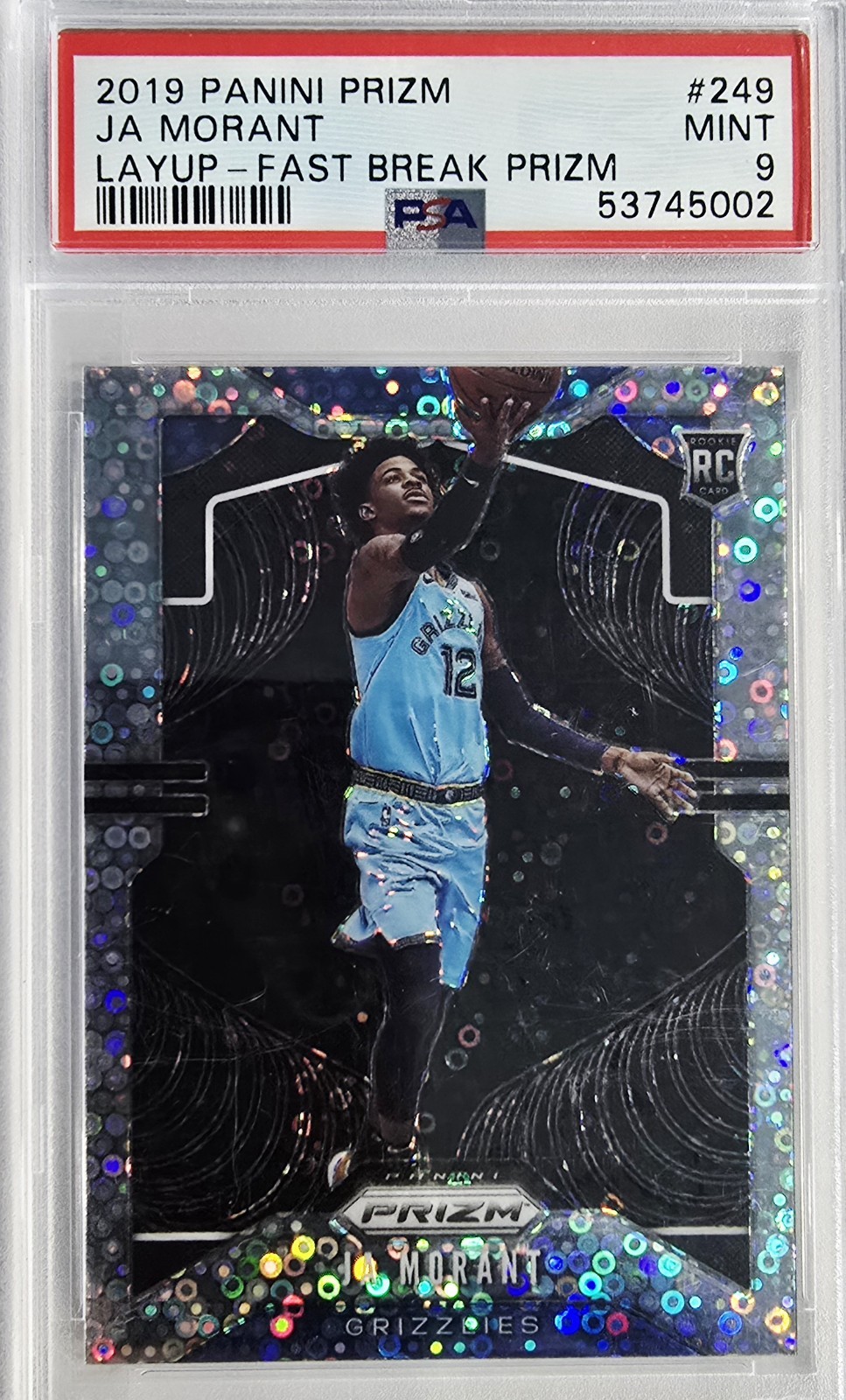 Ja Morant 2019-20 Panini Prizm #249 Fast Break Variation Rookie RC PSA 9 ⚪️✨️