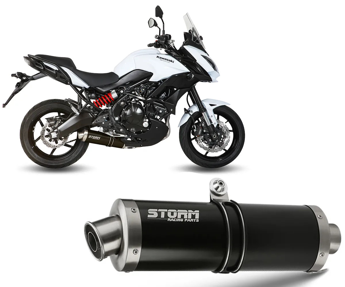 Full System Storm by Mivv Muffler Oval Nero inox Kawasaki Versys 650 2015 > 2020