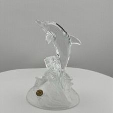 Cristal D'Arques France Lead Crystal Dolphin Figurine Wave Base 5.75 In
