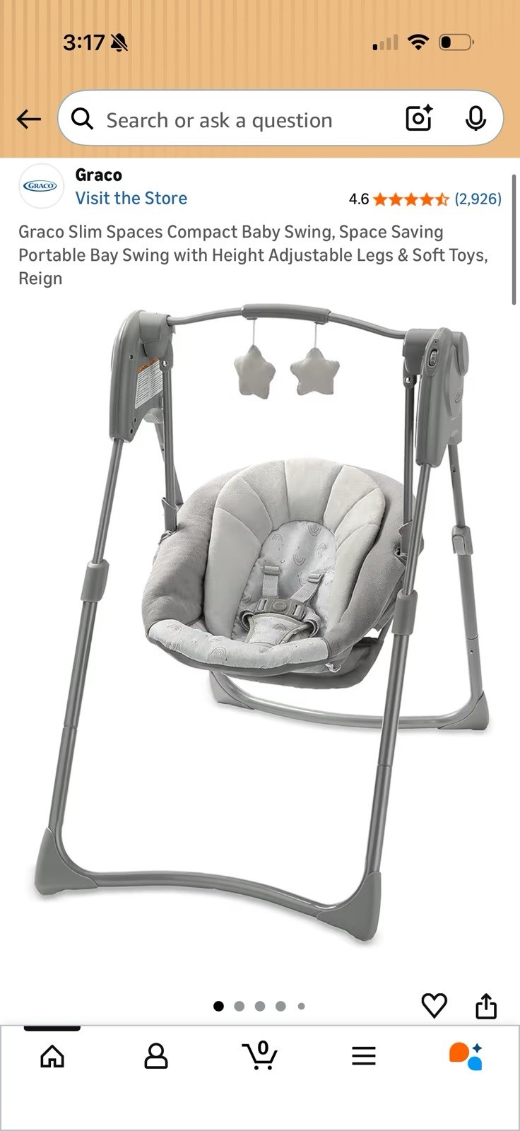 graco slim spaces compact baby swing