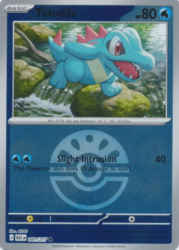 Pokemon Totodile (41/583) Ascended Heroes LP REVERSE HOLO- Friend Ball