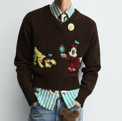 Zara x Harry Lambert x Disney Pluto Mickey Jumper Brown Size XS M