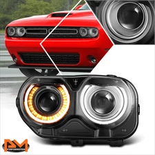 For 15-23 Dodge Challenger Driver Left Side Black Housing Headlight Head Lamp