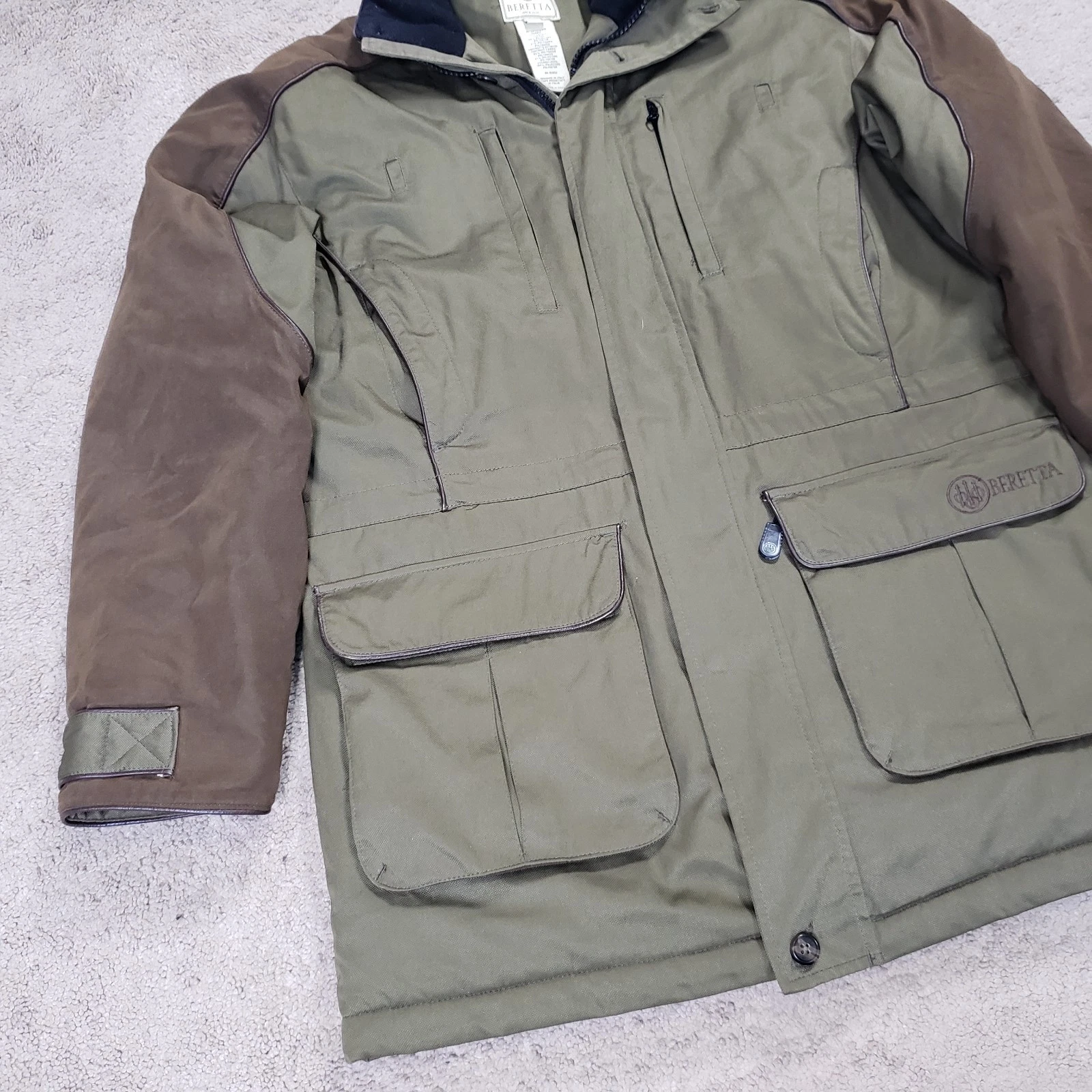 Beretta Coat Men M Green Brown Hunting Shooting Utility Jacket Pockets Lined - product detail image 6