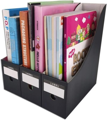 Black Cardboard Magazine File Holder Set Of 12 Practical Storage Solution