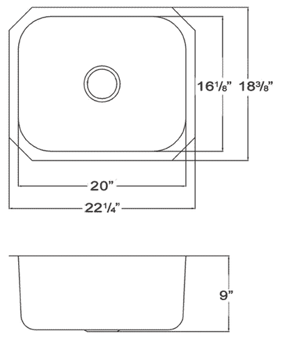 Whitehaus WHNU2016 Edelstahl 20" Einzelbecken Unterbau Küchenspüle - Bild 2 von 2