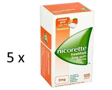 Nicorette Freshfruit 2mg Nicotine Fresh Fruit Gum – 5 x 105 Pieces (525 Total)