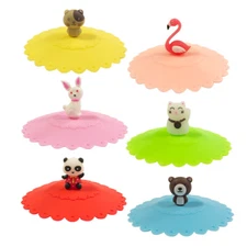 Wrapables Anti-Dust Airtight Silicone Cup Lids (Set of 6), Cute Animal