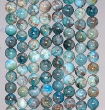 6MM WHITE BLUE APATITE GEMSTONE ROUND LOOSE BEADS 15.5"