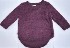 JOHN Paul Richard Sweater Womens L Purple Fuzzy Stretch Hippie Bohemian Jumper