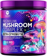 Brain Mushroom Powder, Mushroom Extract Powder, 11 in 1 Complex Mushroom Support