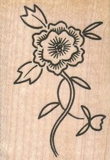 Flower On Vine 1 3/4 x 2 1/2" Rubber Stamp, Plant Stamp, Flower Stamp