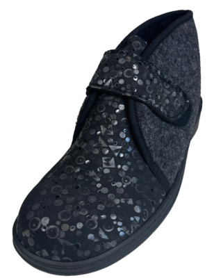 Algemare 8338 hohe Hausschuhe aus Filz für Damen Schwarz NEU - Größe 37 42