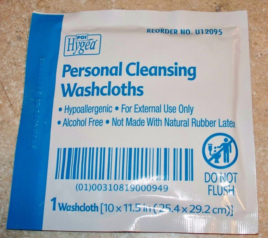 PDI HYGEA Personal Cleansing Washcloths U12095 Premoistened 10" x 11.5