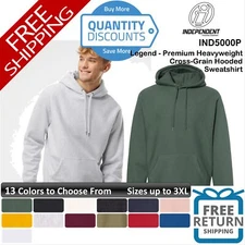 Independent Trading Legend Heavy Cross-grain Hooded Sweatshirt Upto 3XL Ind5000p