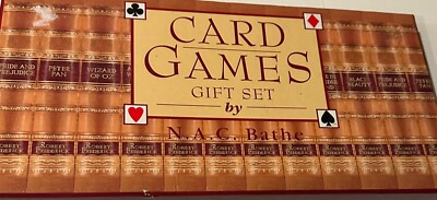 NEW N. A. C. Bathe Card Games Gift Set 2 Decks of cards & H/C Book 50+ Games