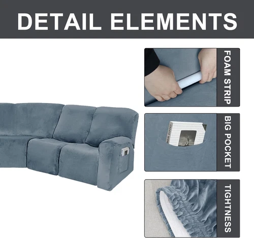 Anbausofabezug 5-Sitzer Ecksofa Couch Schonbezug Stretch Möbelbezug - Bild 124 von 134