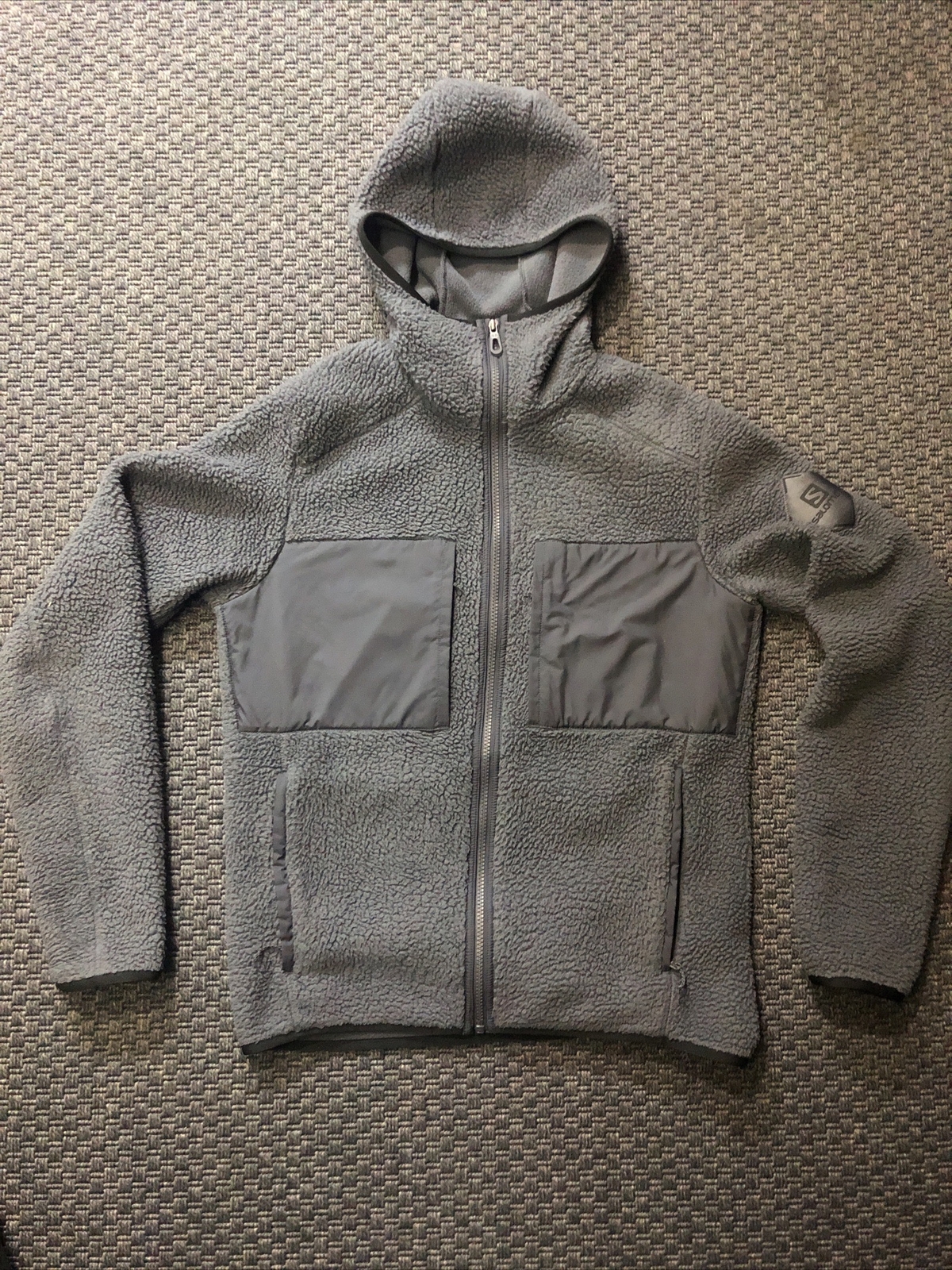 Salomon Snowshelter Orsacchiotto Giacca Pile Felpa Felpa Con Cappuccio Strato Medio Uomo Piccolo Grigio